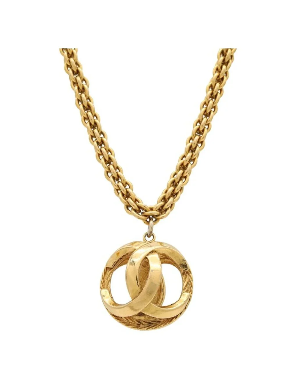 Chanel CC Logo CC Mark Watermark Ball Chain Pendant Gold Plated